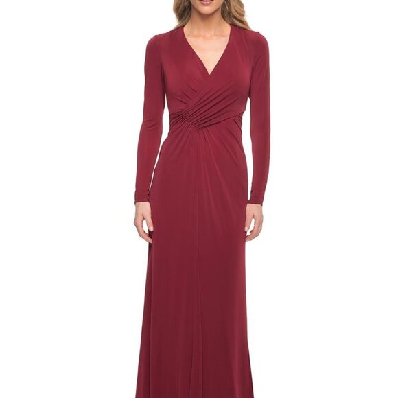 NWT La Femme 29535 Jersey Mother of the Bride Dress Wine size 6 - Picture 1 of 9